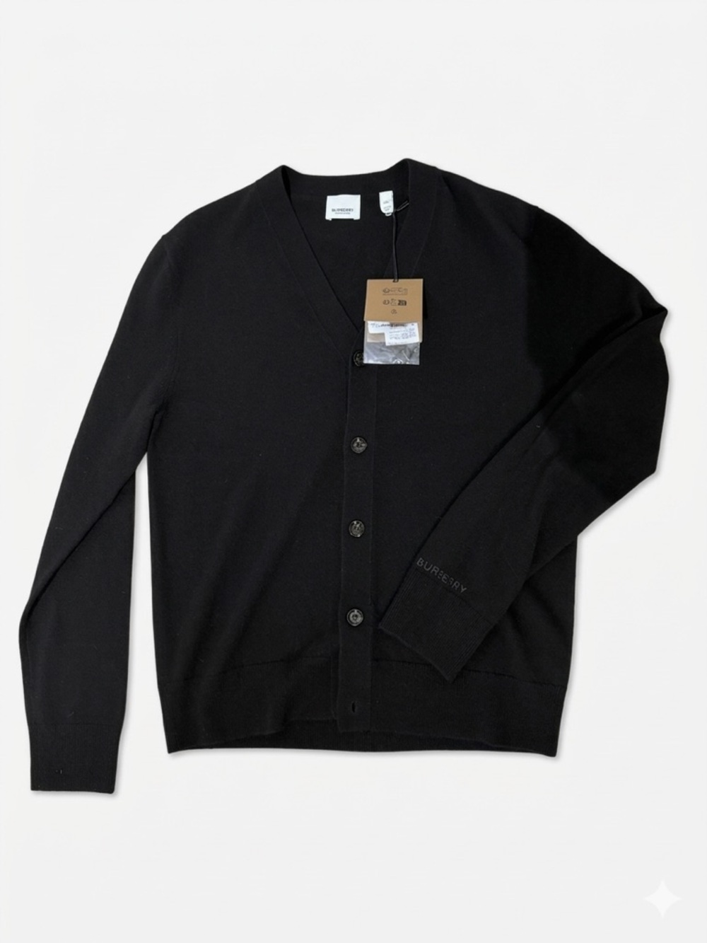 sale ends 5/14Burberry Black Cashmere V-Neck Button Front Cardigan XS